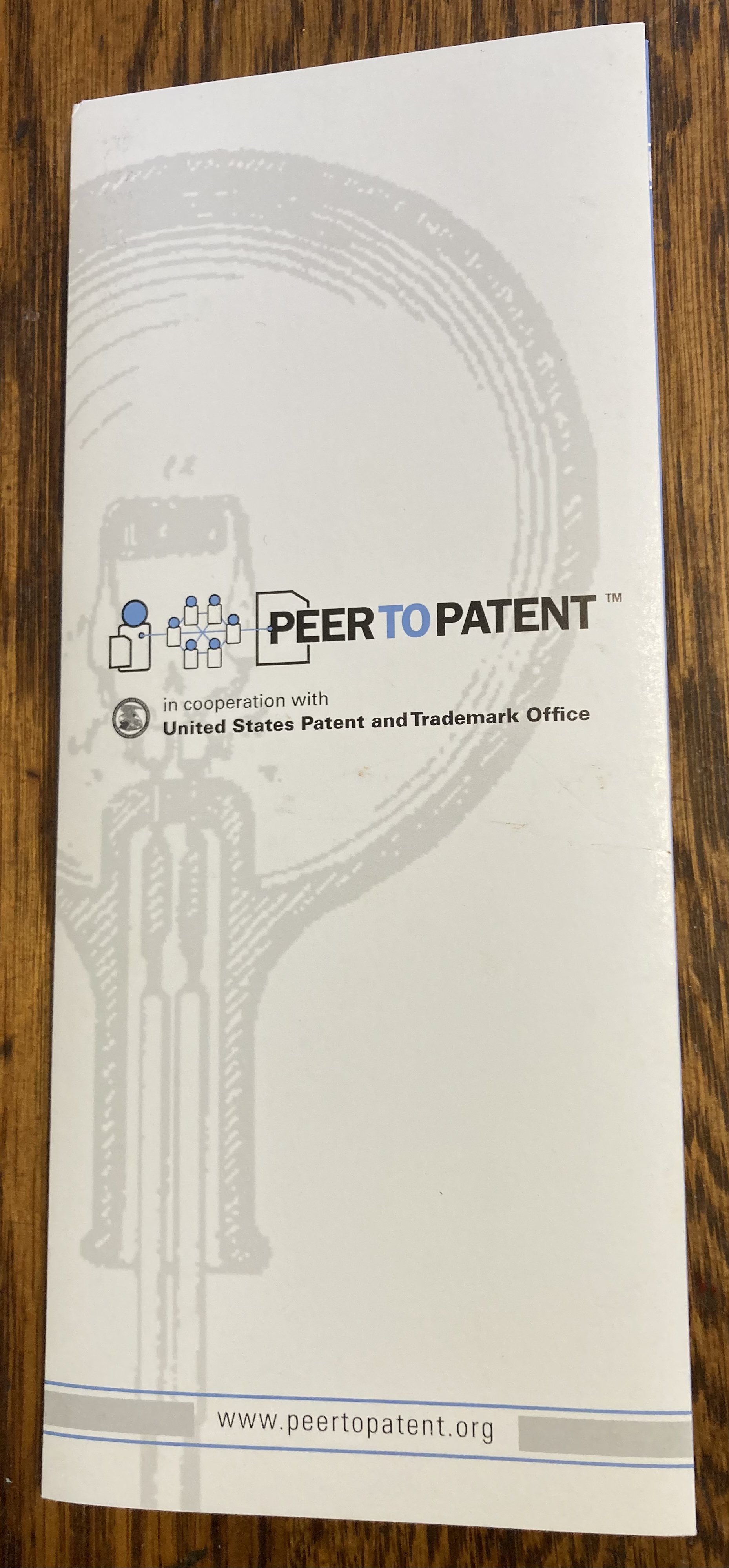 Brochure from the Peer to Patent project